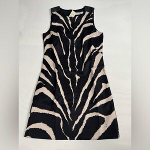 NWT LOFT by Ann Taylor Mod Zebra Textured Shift Dress Black & Cream Women’s 2P